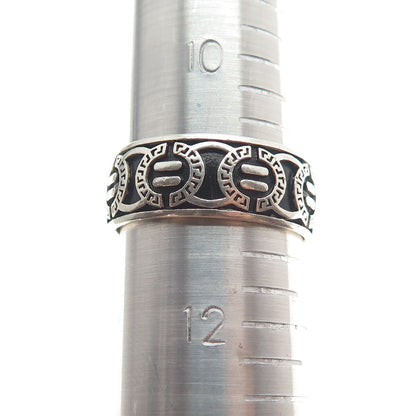 925 Sterling Silver Vintage Greek Circle Link Oxidized Band Ring Size 11.25