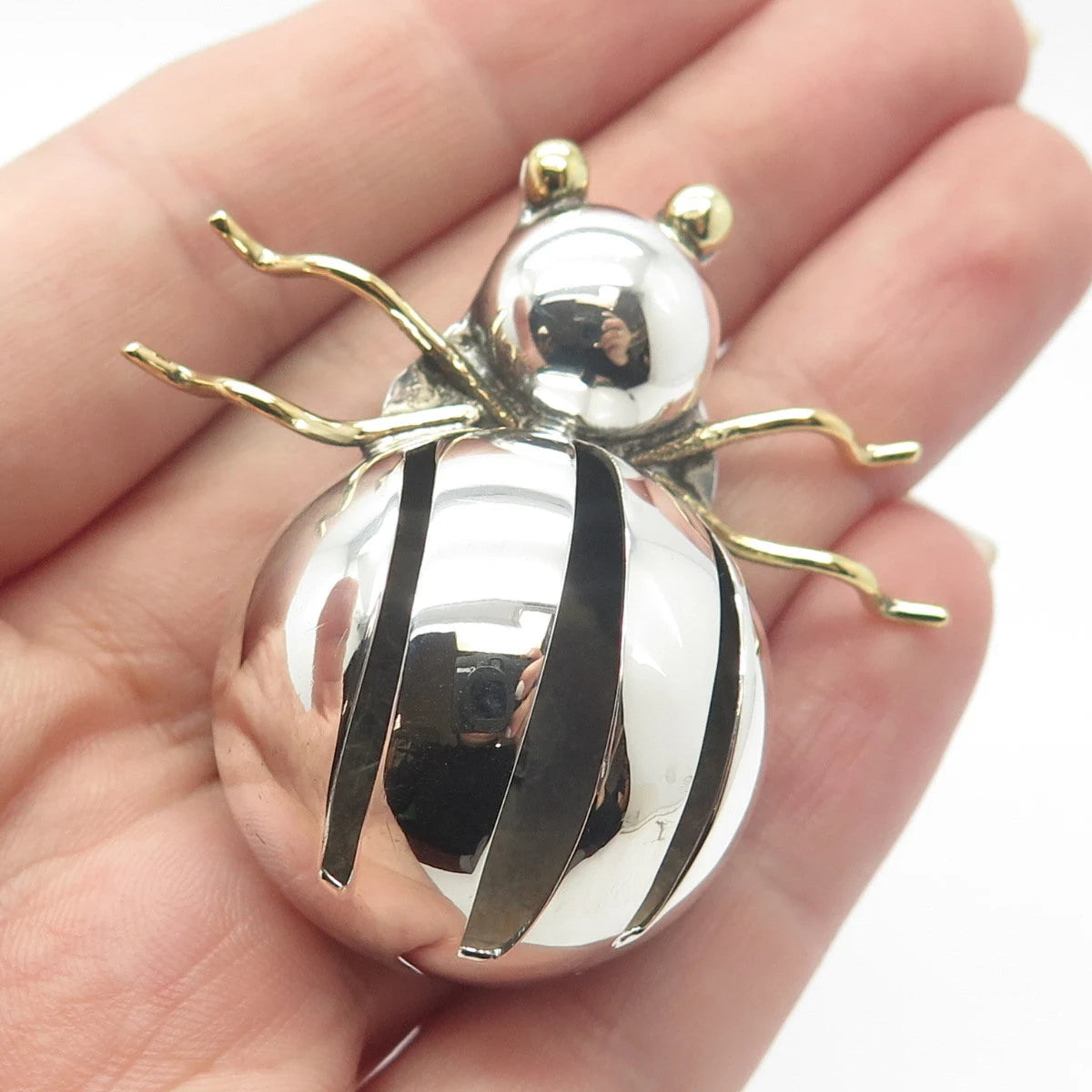 925 Sterling Silver Vintage Mexico Beetle Pin Brooch