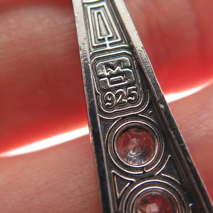 925 Sterling Silver Vintage Round-Cut C Z Cross Oxidized Pendant