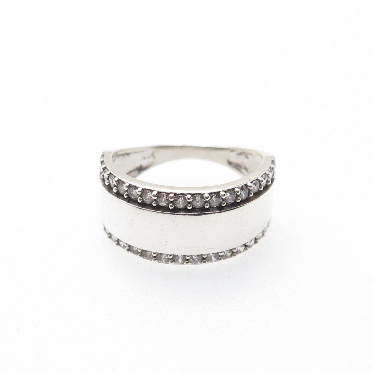 SAI 925 Sterling Silver Round-Cut C Z Ring Size 6.75