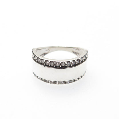 SAI 925 Sterling Silver Round-Cut C Z Ring Size 6.75