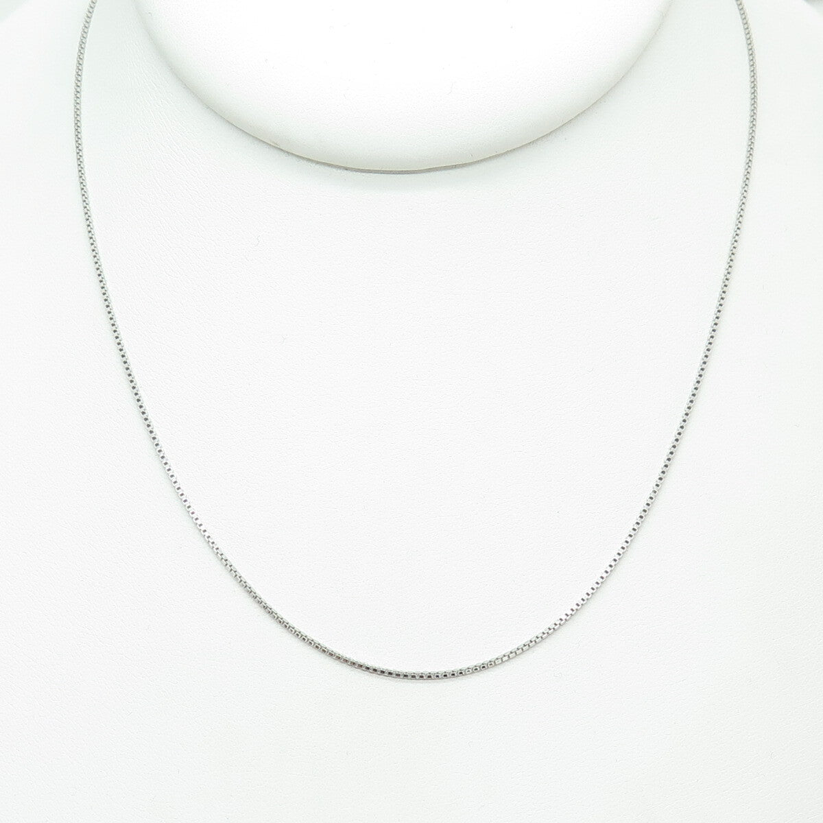 925 Sterling Silver Italy Mini Box Chain Necklace 18"