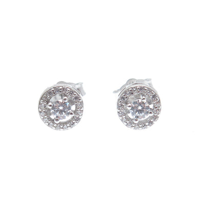 925 Sterling Silver Round-Cut C Z Sparkle Stud Earrings