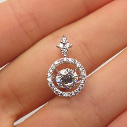 925 Sterling Silver C Z Round Slide Pendant