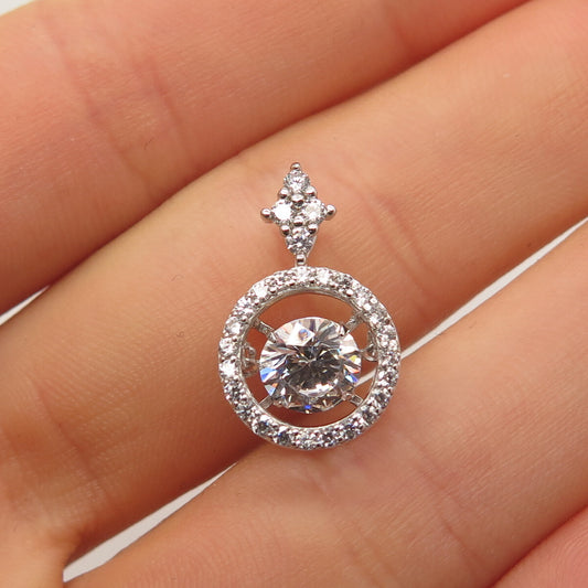 925 Sterling Silver C Z Round Slide Pendant