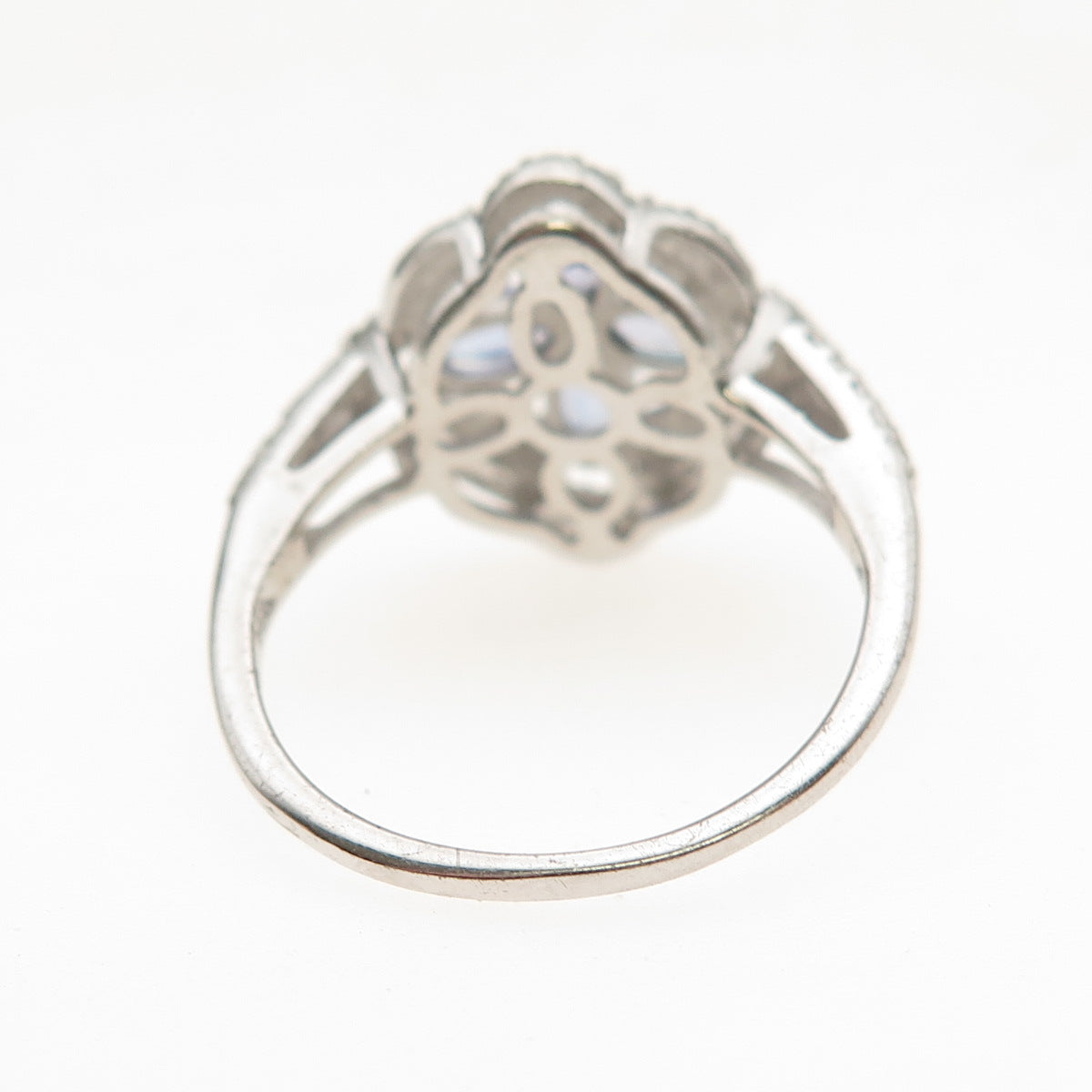Chuck Clemency 925 Sterling Silver Real Oval-Cut Tanzanite Floral Ring Size 7