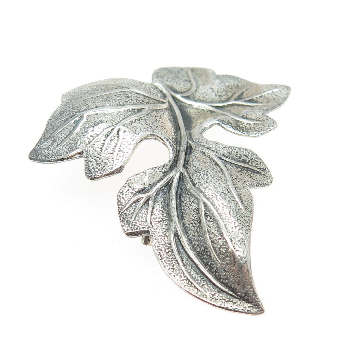 BEAU 925 Sterling Silver Vintage Leaf Pin Brooch