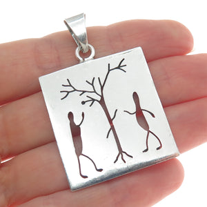 925 Sterling Silver Vintage Mexico Tree of Life Adam & Eve Pendant
