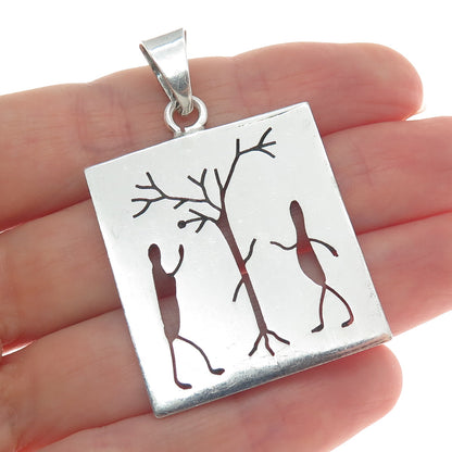 925 Sterling Silver Vintage Mexico Tree of Life Adam & Eve Pendant