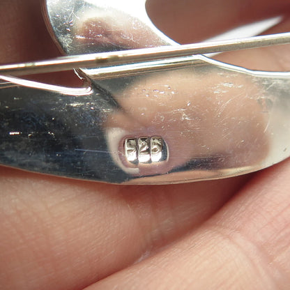 925 Sterling Silver Vintage Modernist Oval Pin Brooch