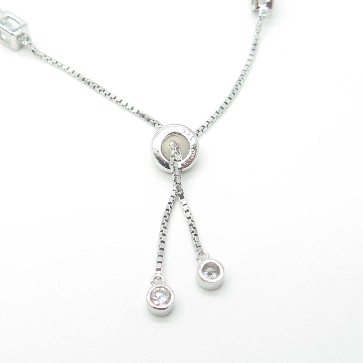 HAN 925 Sterling Silver C Z Tennis Box Link Bracelet 8.75"