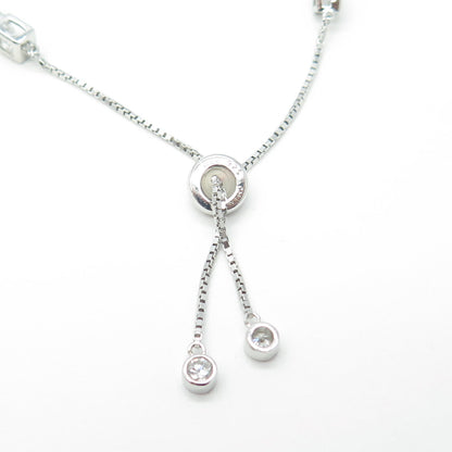 HAN 925 Sterling Silver C Z Tennis Box Link Bracelet 8.75"