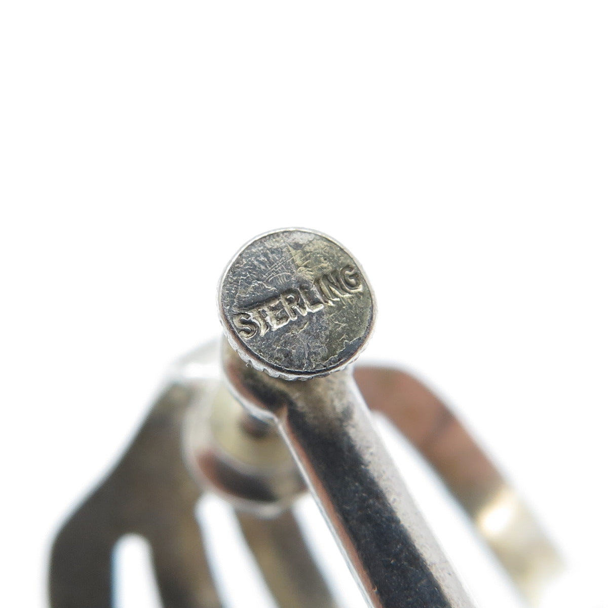 925 Sterling Silver Vintage Modernist Ribbed Screw Back Earrings