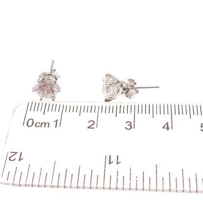 925 Sterling Silver Round-Cut C Z Stud Earrings