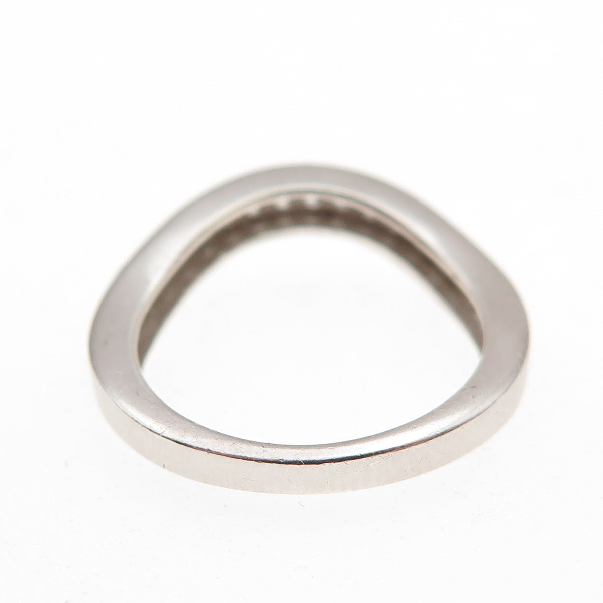 925 Sterling Silver Round-Cut C Z Half Eternity Wavy Band Ring Size 5.25