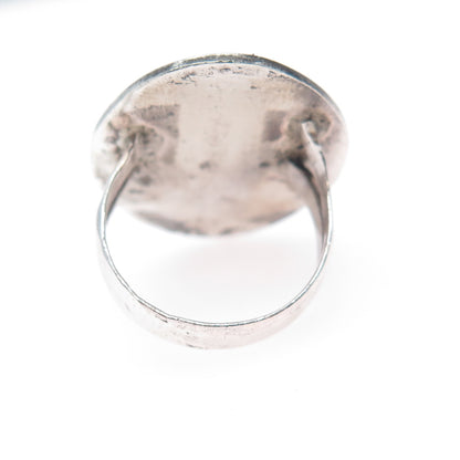 Old Pawn Sterling Silver Vintage Southwestern Turquoise Shadow Box Ring Size 6