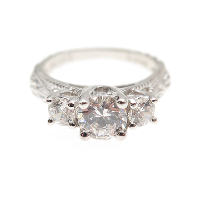 Ross Simons 925 Sterling Silver Round-Cut C Z Engagement Ring Size 5