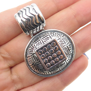 925 Sterling Silver Vintage Modernist Dotted Oxidized Pendant