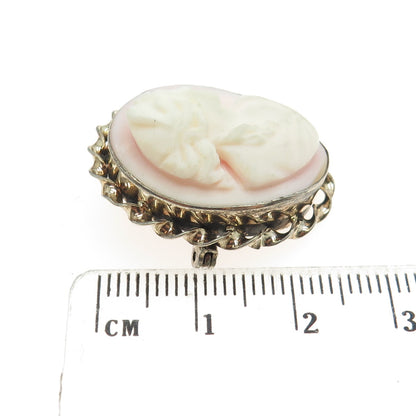 1/20 10K Gold Filled Sterling Silver Antique Art Deco Cameo Lady Pin Brooch