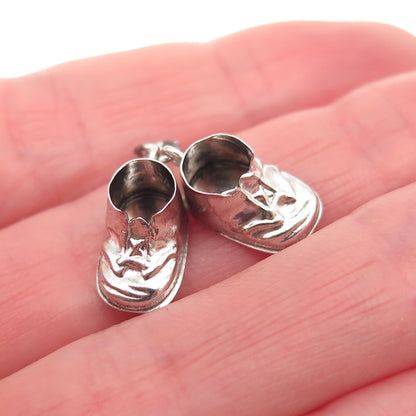 925 Sterling Silver Vintage Baby Shoes 3D Mini Charm Pendant