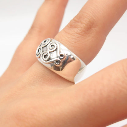 925 Sterling Silver Vintage Swirl Ring Size 6 3/4