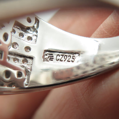 925 Sterling Silver Graduated Round-Cut C Z Wavy Ring Size 8