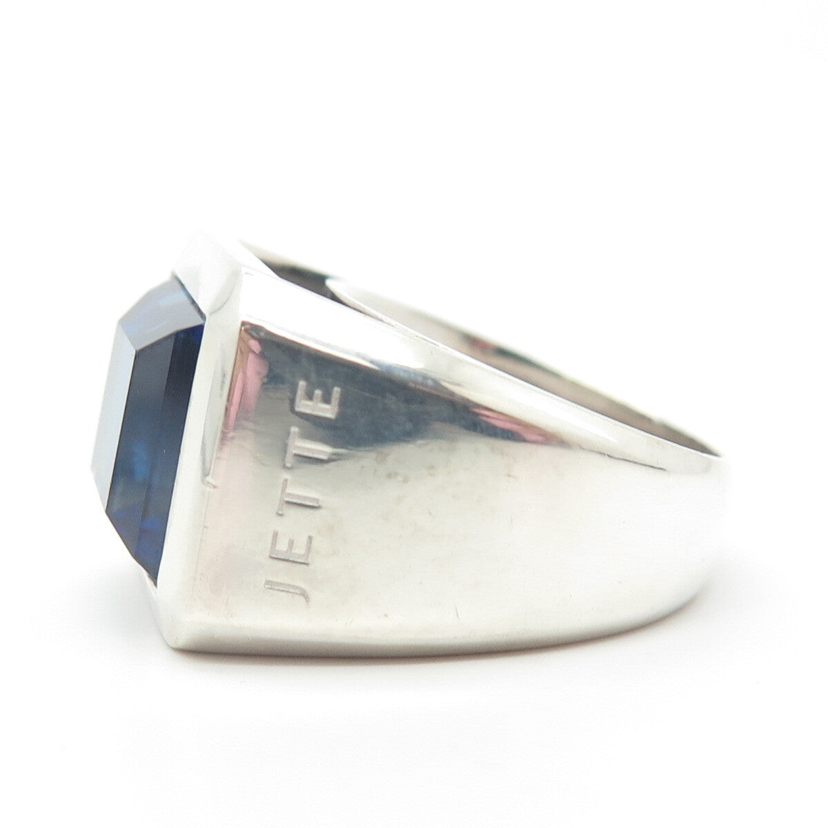 925 Sterling Silver Jette Blue Glass Ring Size 6.75
