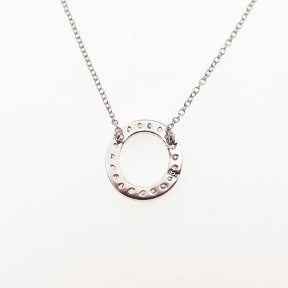 925 Sterling Silver Round-Cut C Z Letter O Initial Cable Chain Necklace 18-20"