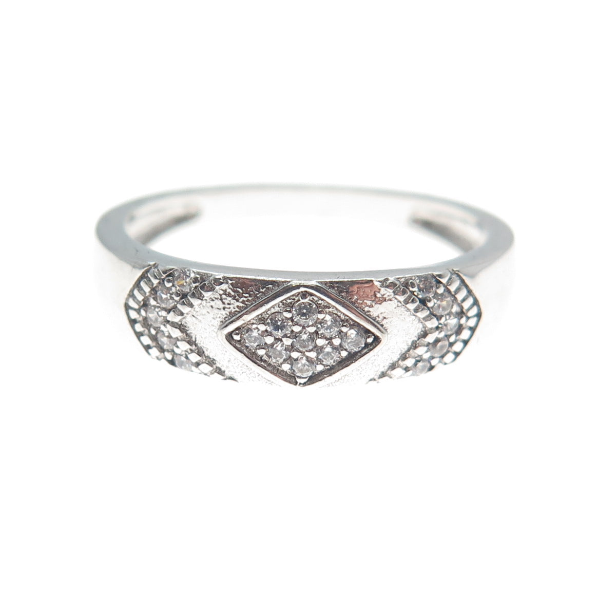925 Sterling Silver Round-Cut C Z Sparkle Band Ring Size 7.25