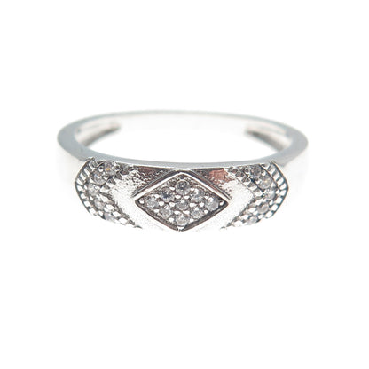 925 Sterling Silver Round-Cut C Z Sparkle Band Ring Size 7.25