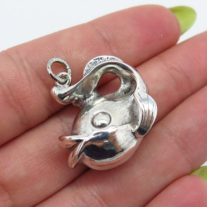 925 Sterling Silver Vintage Fish Charm Pendant