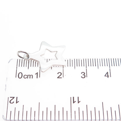 925 Sterling Silver Vintage Open Star Minimalist Charm Pendant