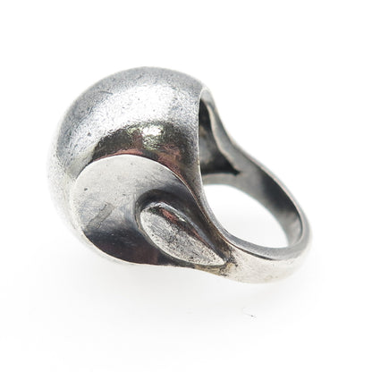 925 Sterling Silver Vintage Modernist Dome Oxidized Ring Size 6.25