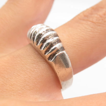 925 Sterling Silver Vintage Mexico Ribbed Ring Size 7.5