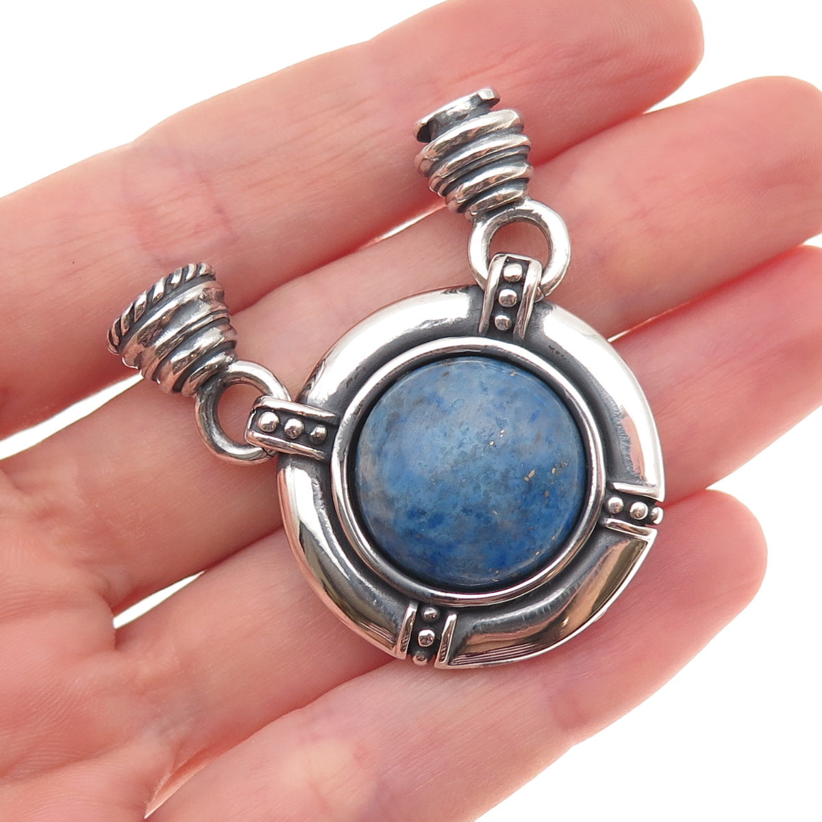 Carolyn Pollack 925 Sterling Silver Vintage Real Lapis Centerpiece Pendant
