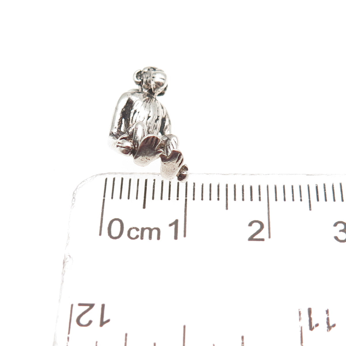 925 Sterling Silver Vintage Monkey Oxidized 3D Mini Charm Pendant