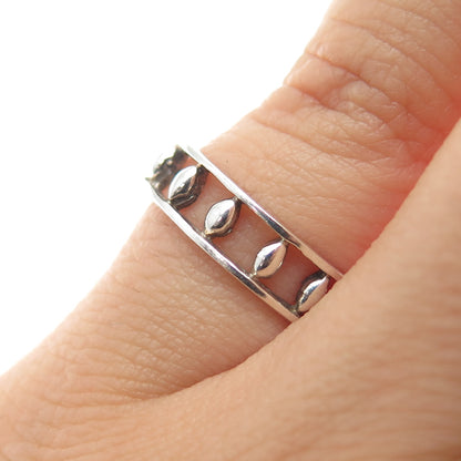 925 Sterling Silver Vintage Diamond-Shape All Around Beads Band Ring Size 6