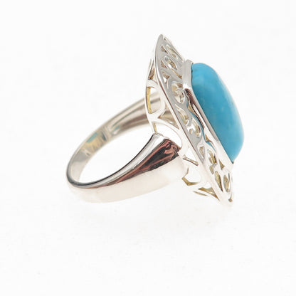 Tehya Oyama 925 Sterling Silver Real Sleeping Beauty Turquoise Swirl Ring Size 8