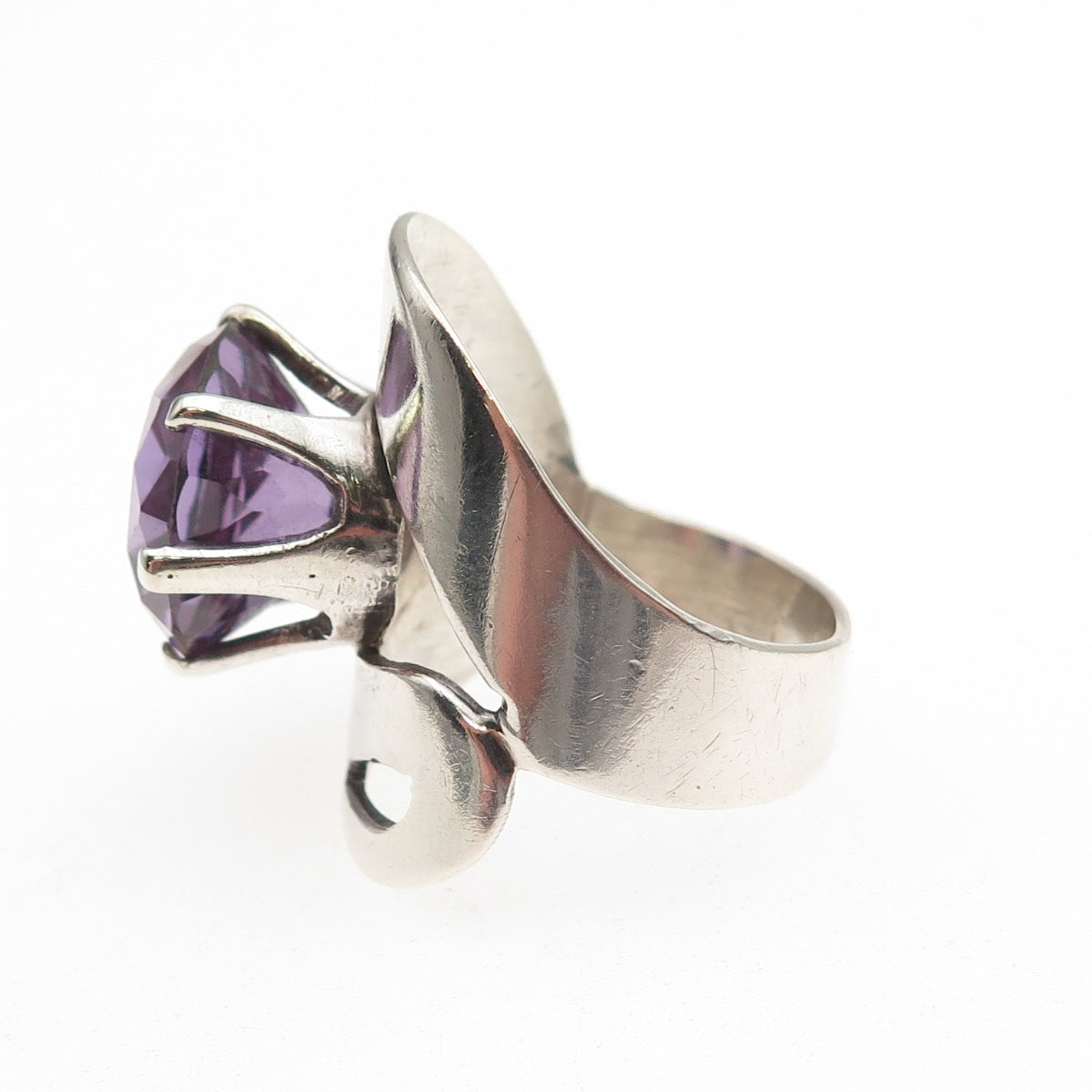 J. Sotelo 925 Sterling Vintage Mexico Lab-Created Peacock Sapphire Ring Size 6.5