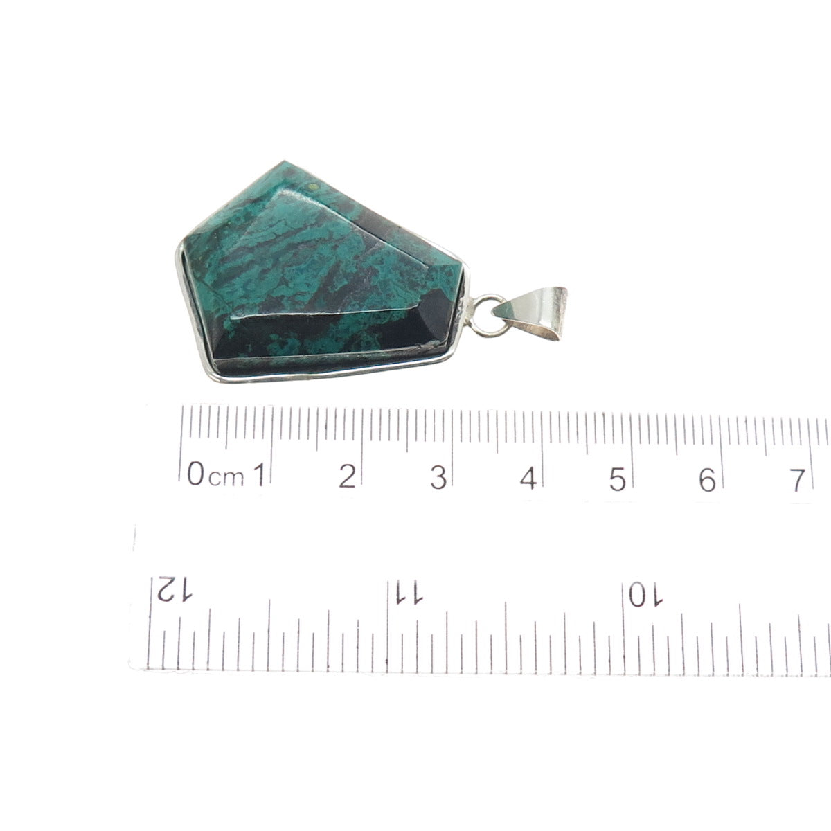 925 Sterling Silver Vintage Chrysocolla Modernist Charm Pendant
