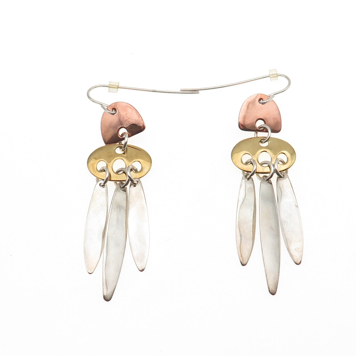 Robert Lee Morris 925 Sterling Silver 2-Tone Vintage Modernist Dangle Earrings