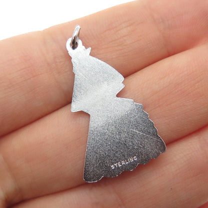 925 Sterling Silver Vintage Bride Charm Pendant