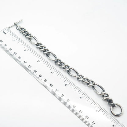 925 Sterling Silver Vintage Italy Figaro Link Bracelet 6.75"