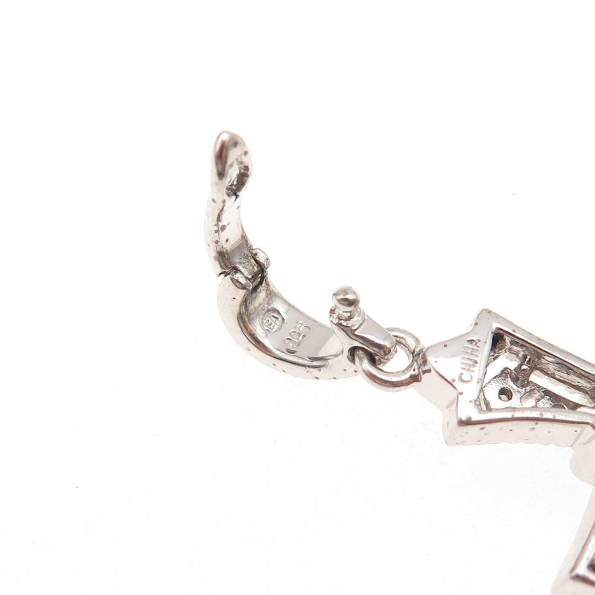 925 Sterling Silver Real Round-Cut Diamond Cross Charm Pendant