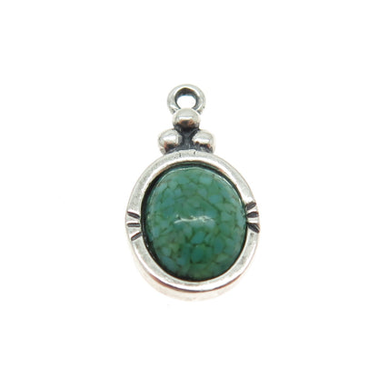 CAROLYN POLLACK Sterling Silver Vintage Real Turquoise Inlay Minimalist Pendant