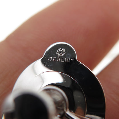 925 Sterling Silver Antique Art Deco Real Pearl Flower Screw Back Earrings