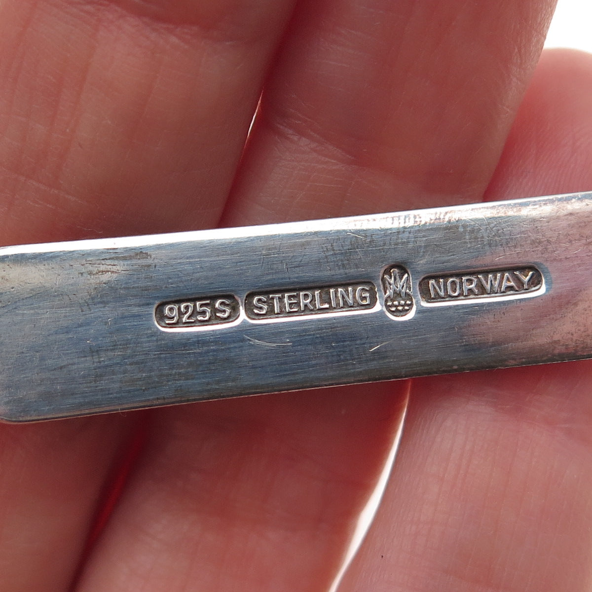 MAGNUS AASE 925S Sterling Vintage Norway Enamel Bergen Coat of Arms Baby Spoon