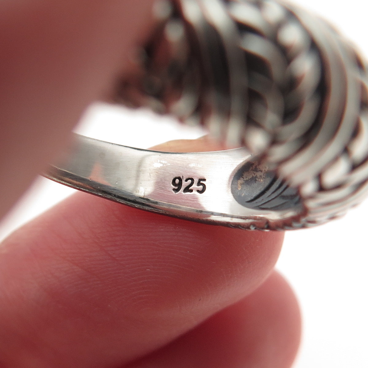 925 Sterling Silver Vintage Modernist Wheat Oxidized Ring Size 8