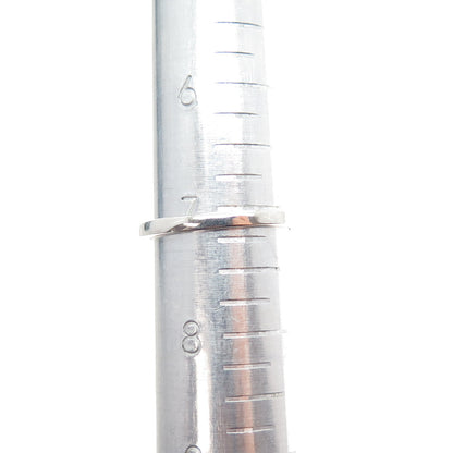 925 Sterling Silver Real Round-Cut Diamond & Sapphire Wavy Ring Size 7.25