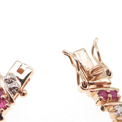 ROSS SIMONS Sterling Silver Gold Plated Real Diamond Accent & Ruby Bracelet 7.5"